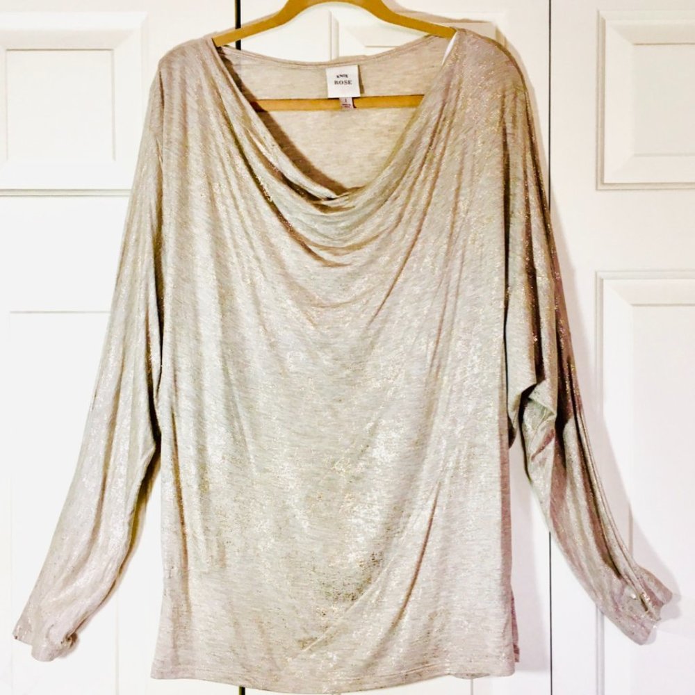 Shimmery Gold  BLOUSE Cowel DRAPE neck (16/18)